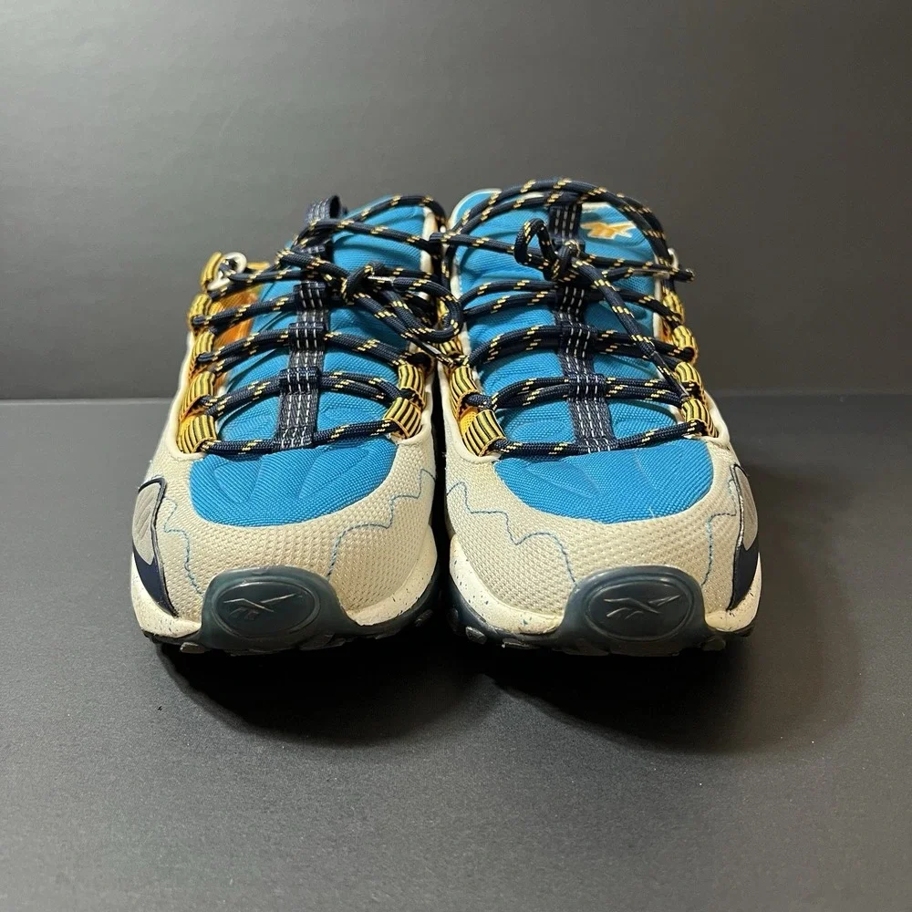 Reebok DMX Run 10 Blue Yellow Gray Retro Athletic Shoes Men's Size 10